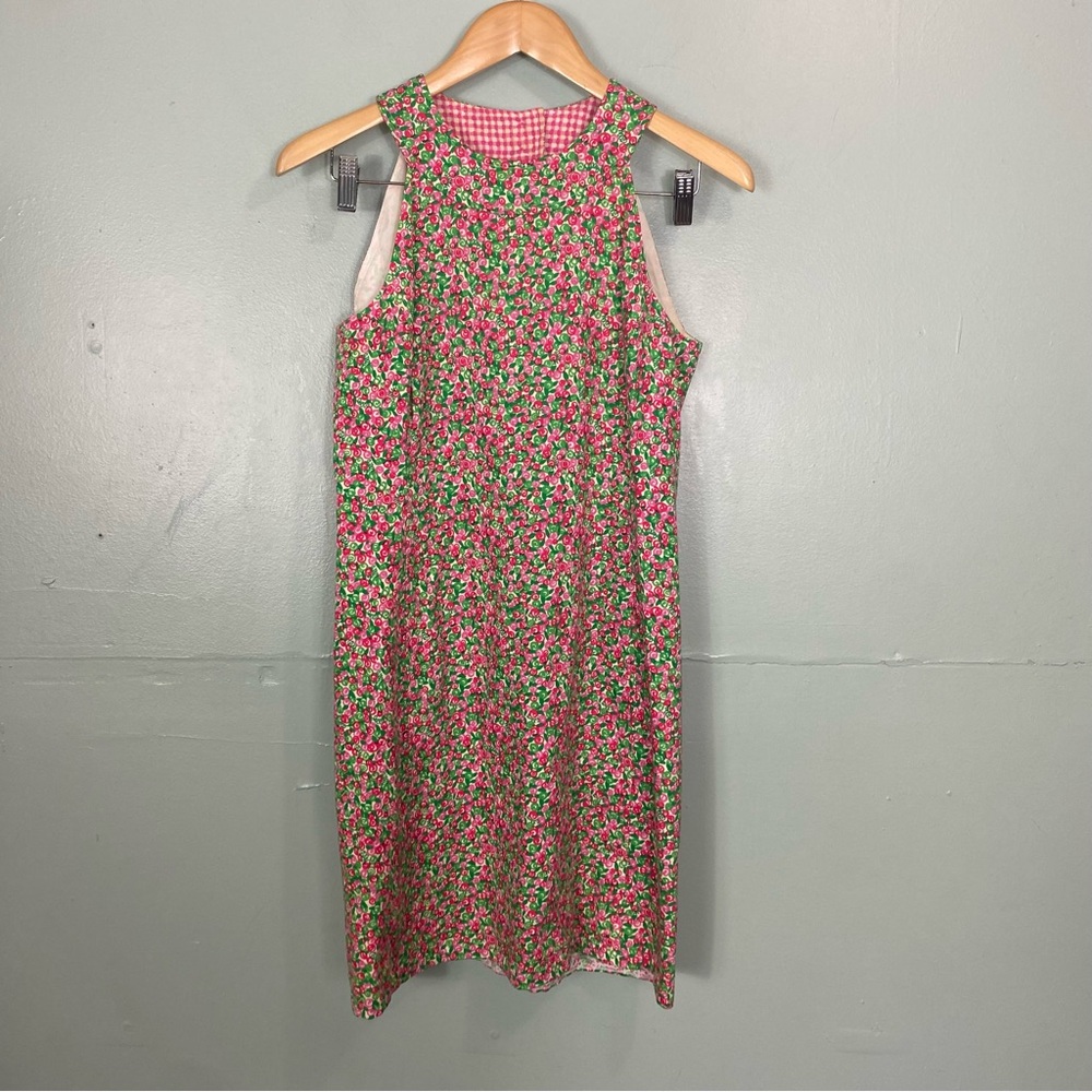 Lilly‎ Pulitzer VTG Vintage Shift Dress Green Pink Size 10 Petite